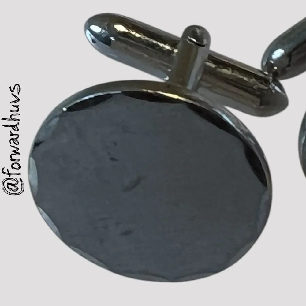 Vintage Swank Silver Tone Round Cufflinks Classic Formal